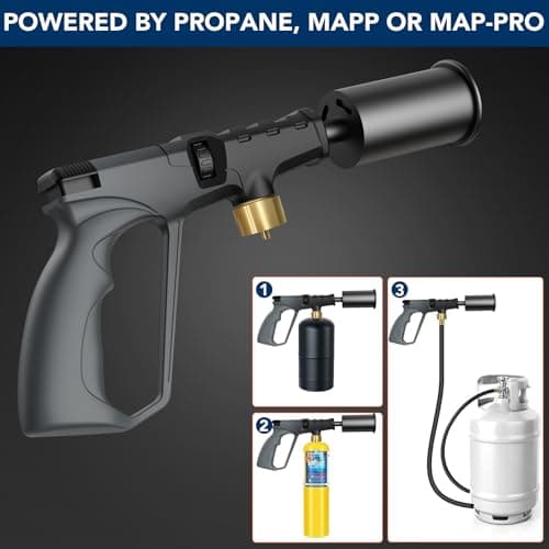 Sondiko Powerful Propane Torch Gun, Cooking Torch for Sous Vide, Charcoal Starter and Steak Searing, Best for Outdoor BBQ Party and Camping, Gray & Black, Gas Welding Kits(Tank Not Included) - Thumbnail 5