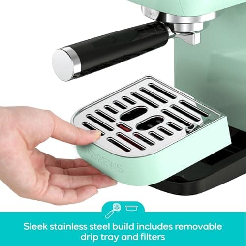 CASABREWS 3700 Essential 20 Bar Espresso Machine, Compact Coffee Maker with Steam Frother, Cappuccino & Latte Maker for Home, 43.9oz Water Tank, Pastel Green - Thumbnail 5