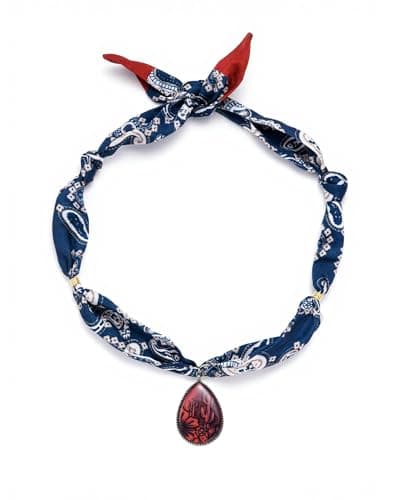rgwtgkyh Silk Scarf Necklace with Charm Red Boho Cactus Teardrop Bandana Necklace Vintage Western Jewelry Gift for Women Cowgirl Cowboy - Image 1