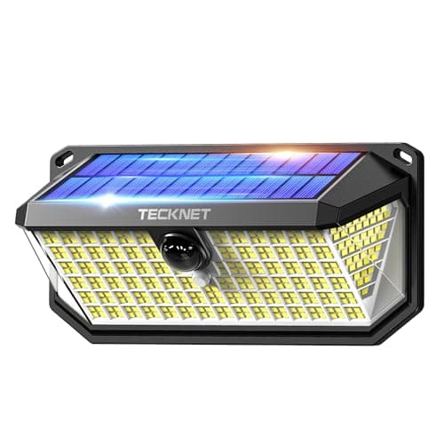 TECKNET 416 LED Solar Powered Outdoor Lights, 270° Angle & 3 Lighting Modes Motion Sensor Light Outdoor, Security Solar Lights Waterproof - 1 Pack