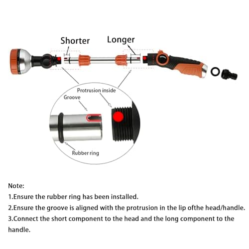 HaloAmily 17.5" Multi-Pattern Watering Wand with Thumb Control & 180° Water Nozzle | 8 Spray Modes for High-Pressure Cleaning, Pet Bathing, Gardens, Hanging Baskets | Fits Standard Garden Hoses - Thumbnail 5