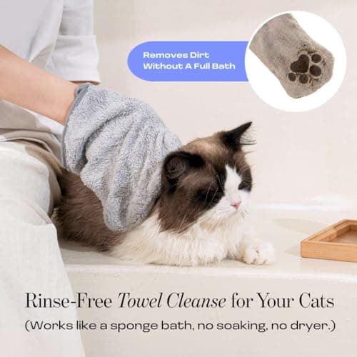 Muddi Pet Cat Concentrated Waterless Rinse-Free Shampoo & Conditioner with Bath Mitt – Sensitive Skin, Stress & Itch Relief Gentle Leave-in Serum – 98.65% Naturally Derived-Dry Shampoo for Cats–8×10ml - Thumbnail 2
