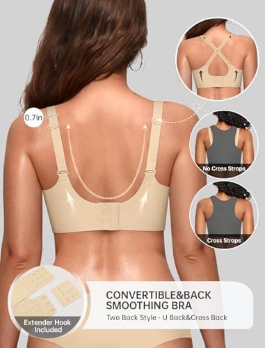 OEAK Women Value Series Jelly Bras Wireless Pushup Convertible Bra Semolina,L - Thumbnail 3