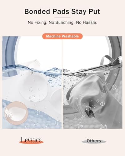 leviace Wireless Jelly Bras for Women with Support - Anti-Slip Wide Straps Push Up Full Coverage Plunge Seamless Padded T-Shirt Bralette No Underwire Soft Invisible Back Smoothing Sleep Bra, White, S - Thumbnail 6
