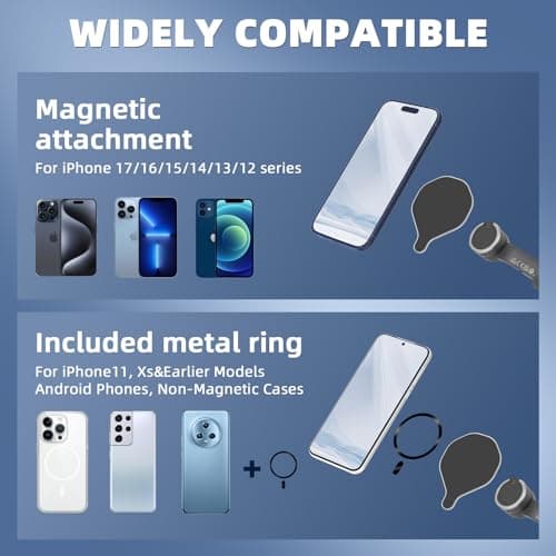 Flymile Magnetic Phone Holder Adapter for DJI Osmo Mobile 8/7/7P/6/5/4/SE, for MagSafe Quick-Release Mount Compatible with iPhones 17/16/15/14/13/12 Series for Gimbal Stabilize Accessories - Thumbnail 2