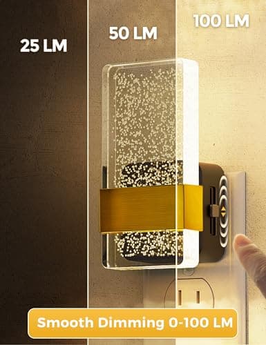 L LOHAS LED Night Lights Plug Into Wall, 2 Pack Plug in Night Light LED with Dusk to Dawn Sensor, 0-100LM Dimmable Nightlight, Wall Sconce-Style Design Nightlights for Bathroom, Hallway,Stairway,Gift - Thumbnail 4