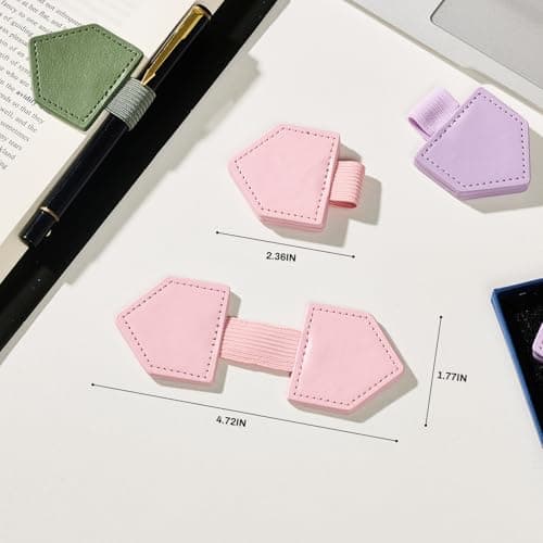 2Pcs Magnetic Leather Bookmarks with Gift Box Triangle-Shaped Magnetic Pen Holder Book Marks Clip Gift for Book Lover Readers Cute Bookmark for Women, Green - Thumbnail 3