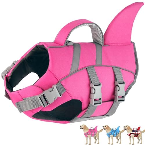 Dogcheer Shark Fin Dog Life Jacket, Adjustable Dog Harness Life Vest for Swimming Boating, Reflective Puppy Swim Vest Pet Flotation Device for Small Medium Large Dogs -Pink, M - Image 1