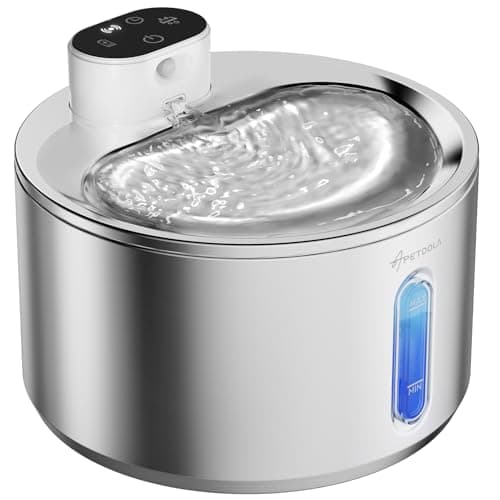 Cat Water Fountain Stainless Steel,135fl-oz/4L Wireless Cat Fountain Battery Operated Pet Fountain for Dogs Cats Indoor