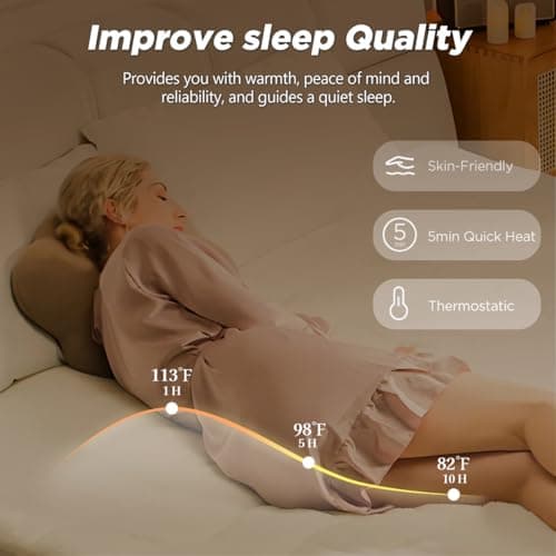 Templewet Heated Mattress Pad King Size - Dual Control Electric Mattress Pad with 4 Heat Settings & 10 Hour Auto Off,Bed Warmer Mattress Cover 15" Deep Pocket,ETL Certified,Machine Washable,78"x80" - Thumbnail 3