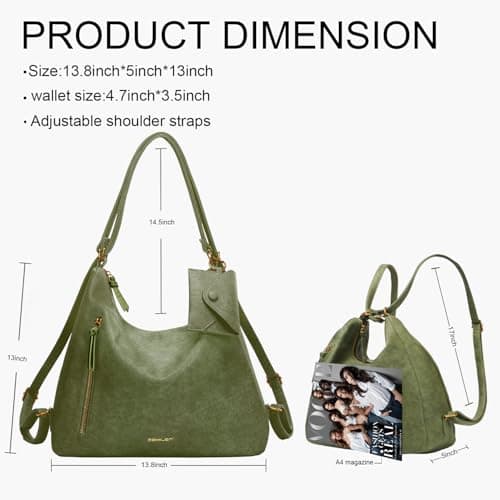 Women Hobo Bag Faux Leather Tote Handbags Clutch Purses Fashion Crossbody Bag Shoulder Bags - Thumbnail 3