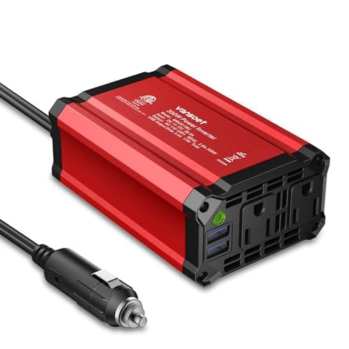 300W Car Power Inverter - vansoet DC 12V to 110V AC(2 Outlets) Power Inverters with 3.4A Dual USB Fast Charging Port - Car Charger Cigarette Lighter Adapter for Laptop/Phone/Road Trip (Red)