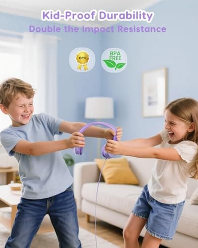awatrue Kids Headphones, 74/85/94dB Volume Limiter, Foldable Wired Over Ear Headphones for Travel, 3.5mm Jack, Toddler Headphones for School, Chromebook, iPad, Tablet, Purple - Thumbnail 3
