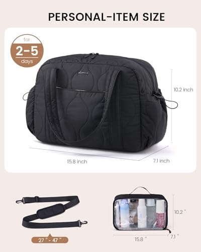 LOVEVOOK Duffle Bag for Travel, Puffer Weekender Gym Bags for Women with Toiletry Bag, Lightweight Carry on Overnight Bag Hospital Bag, Personal Item Bag for Airplanes - Thumbnail 6
