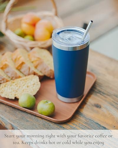 UIRZOTN Travel Coffee Tumbler 20oz, 8 Pack Leakproof Travel Coffee Mug with Lid and Straw, Stainless Steel Double Wall Vacuum Insulated Tumbler for Hot/Iced Drinks (Textured Matte, White) - Thumbnail 6