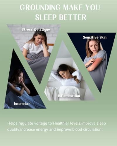 Grounding Sheets, 10% Silver Fiber & 50% Tencel & 40% Cotton, Grounded Fitted Sheet Only, Connected Earth Energy for Better Sleep, Grounding Bed Sheet 18" Deep Pocket(78"X80" Grey) - Thumbnail 5