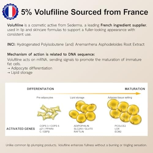 YouthVibe 5% Volufiline Lip Serum & Gloss, Hydrating Lip Care with Shea Butter, Collagen, Peptide & PDRN - Fuller-Looking Lips Over Time, No Burning or Tingling, Non-Sticky Essence - Clear - Thumbnail 5