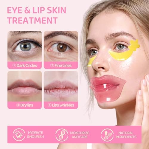 InfiniteRelax 30PCS Lip Masks & Gel Eye Masks,Crystal Collagen Eye Patches for Puffy Eyes, Moisturizing& Reducing Fine Lines Dark Circle Eye Patches for Women Men - Thumbnail 2