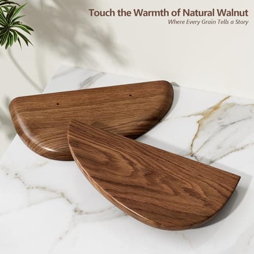Sueuapp Solid Walnut Floating Shelves for Wall 15.7 Inch Set of 2, Live Edge Wall Mounted Shelf,Rustic Farmhouse Wooden Floating Shelf,Wood Wall Shelves for Bathroom Living Room,Bedroom,Kitchen - Thumbnail 5