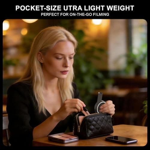 LOUERN Magnetic Dual-Sided Selfie Light Compatible with iPhone MagSafe, CRI95+ Rechargeable| Foldable|Compact Phone Light with Mirror for Selfies/Photography/Makeup/Video Conference/Influencers - Thumbnail 6
