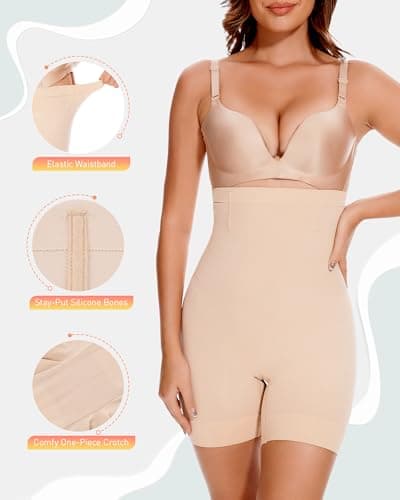 BESTENA Shapewear Shorts,High Waisted Shapewear for Women Tummy Control,Seamless Body Shaper Shorts Thigh Slimmer(2x-black nude,3X-Large) - Thumbnail 2