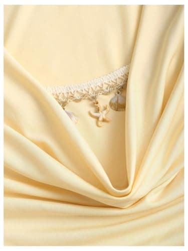 Milumia Women's Y2k Cowl Neck Ruched Tank Top Seashell Sleeveless Fitted Summer Tops Yellow Small - Thumbnail 3