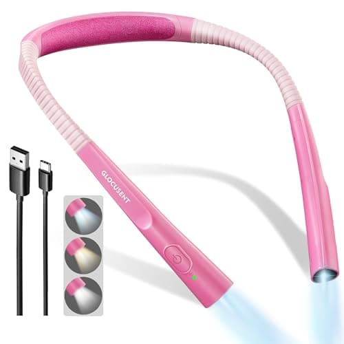Glocusent Upgraded LED Neck Reading Light, Book Light for Reading in Bed, 30-min Timer, 3 Colors & 3 Brightness Adjustable, Rechargeable & Long Lasting, Perfect for Reading, Knitting - Image 1