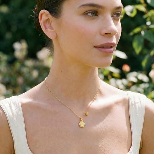 MTMY Birthstone Necklace for Women, 14K Gold Plated Sunburst Necklace with Removable Charm Birthday Jewelry Gift (August) - Thumbnail 2