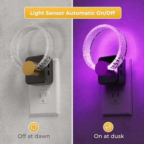 L LOHAS LED Night Lights Plug into Wall, Changing RGB Night Light with Dusk to Dawn Sensor, 180° Rotatable Bubble Nightlight Plug in Wall for Halloween, Christmas, Holiday, Hallway - Thumbnail 2