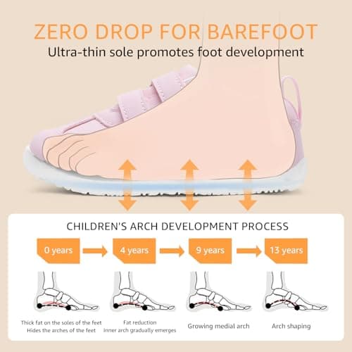STQ KIDS Flexible Barefoot Casual Shoes for Baby Girl Boy First Walking Shoe 2-2.5 Years Pink Toddler Size 7 - Thumbnail 6