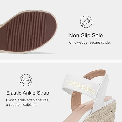 Vepose Women's White Pu Wedge Sandals Platform Espadrilles Open Toe Ankle Strap Comfortable Dressy Summer Shoes for Daily Travel Casual 881 Size 7 (CJY881 whitepu 07) - Thumbnail 4