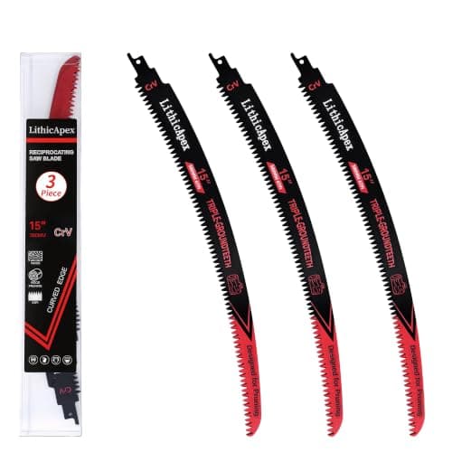 LithicApex 15 Inch 6TPI Reciprocating Saw Blades, Curved Edge Pruning Saw Blades for Wood & Tree Trimming, Japanese Teeth for Branches, Wet/Dry Wood, 3-Pack - Image 1