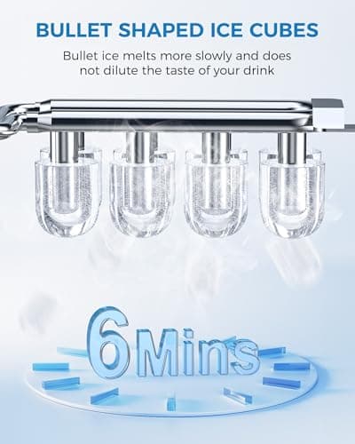 COWSAR Ice Maker Countertop, Portable Ice Machine with Self-Cleaning, 26.5 lbs/24Hrs, 8 Ice Cubes in 6 Mins, Ice Basket and Scoop, Ideal for Home, Kitchen, Bar, Camping - Thumbnail 2