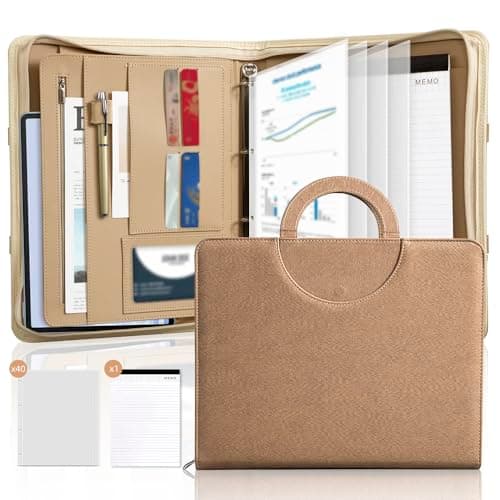 BRAVE ELK Zippered Padfolio Portfolio Binder, 40 Sleeves & Tablet Holder Case