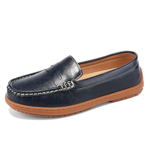 BEAUSEEN Women's Classic Handsewn Penny Loafers - Casual Slip On Moccasin Driving Shoes Lightweight Walking Flats Comfort Women Loafer Shoes, Blue, 8.5 US - Thumbnail 3