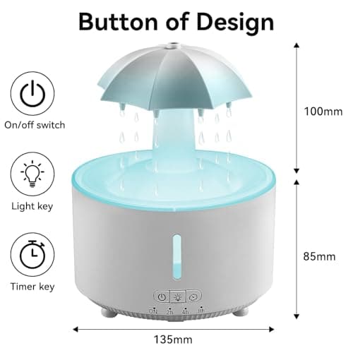 Missfly Aromatherapy Diffuser,Clouds and Cool Mist Humidifier,360° Rotatable,Super Quiet, Easy to Fill & Clean, Auto Shut-Off,300ml Humidifiers for Bedroom Home and Office (White) - Thumbnail 2