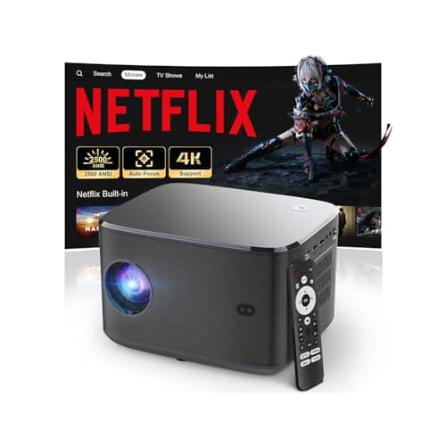 Polaring Native 1080P Projector with Official Licensed Netflix, 4K Supported Smart Movie Projector with WiFi and Bluetooth,Auto Focus/Keystone, Sealed Optical Engine for Home Theater & Bedroom