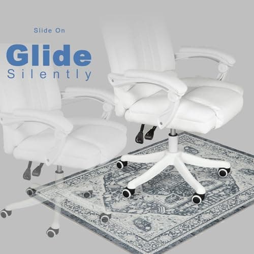 Office Chair Mat for Hardwood Floor, 0.2” Thick Non-Slip Desk Rug, Silent Glide Floor Protector for Rolling Chairs, Easy-Clean Surface, Silent Glide Mat for Tile & Laminate, Antiqued Slate - Thumbnail 6