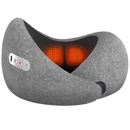 Splbgna Travel Neck Pillow 3 in 1 with Heating and Massage, Memory Foam Cervical Pillow, Asymmetrical Sides Wireless Portable for Airplane Car Office, Skin-Friendly Cover，360º Ergonomic Design - Image 1