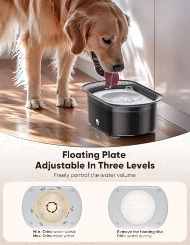 PETPATH Dog Water Bowl, 2.2L No Spill Water Bowl for Dogs,with Suction Cup Foot Pad Reduce Refill, Anti Splash No Mess Dispenser Dripless Slow Drinking Water Bowl for Sloppy Messy Drinkers (Gray) - Thumbnail 5