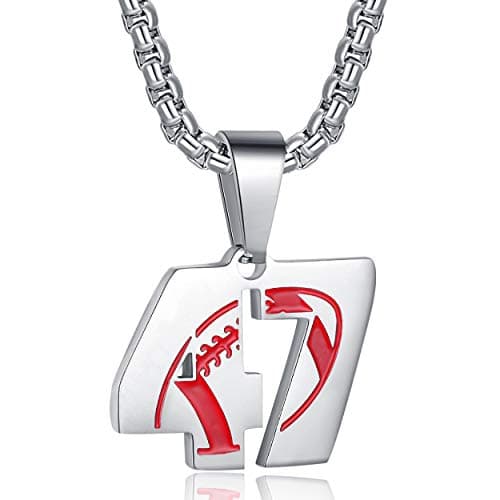 Rehoboth American Football Rugby Jersey Number 47 Pendant Necklace for Women Men 22+2 Inch Adjustable Stainless Steel Chain