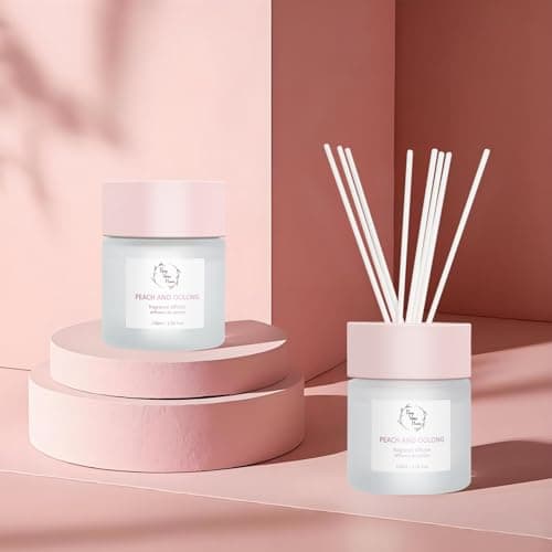 Reed Diffuser Set, Pretty Valley Home Diffuser 100Ml / 3.38fl OZ Gift Box - Includes Reed Diffuser Sticks, Fragrance Oil, and Glass Bottle for Bathroom Office Living Room Decor (White Peach & Oolong) - Thumbnail 2