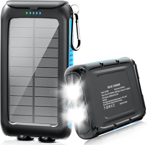 Kepswin Solar Power Bank 49800mAh Portable Solar Phone Charger with LED Flashlight/15W Fast Charge USB C Waterproof External Backup Battery Pack for All Cell Phones & Electronic Devices - Image 1