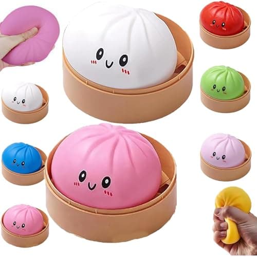 Mystery Dumpling Squishy, 4 Inch Jumbo Dumpling Stress Ball, Squishy Bun, Anxiety Relief Fidget, Soft Squeeze Decompression Dough for Adults Classroom Prizes & Party Favors - Image 1