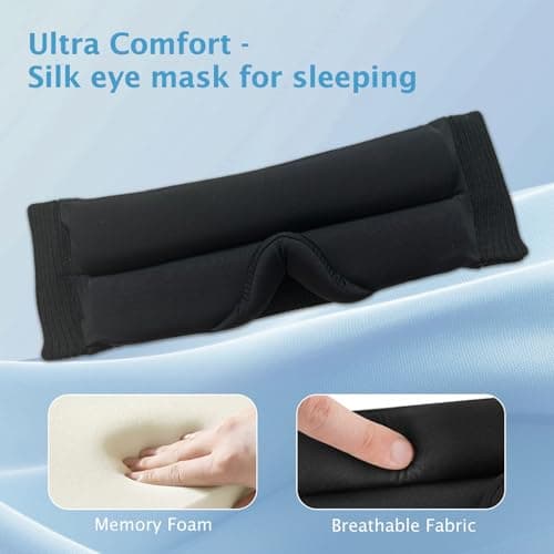 Sleep Mask, Light Blocking Design Night Blindfold for Sleeping, Memory Foam Eye Cups for Women and Men, Sleep Eye Mask for Side Sleeper, Blindfold for Travel, Nap, Yoga, Black - Thumbnail 5