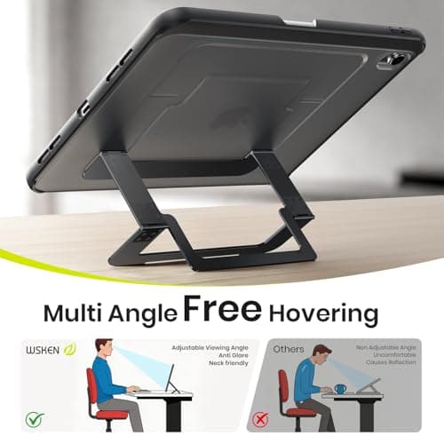 WSKEN for iPad A16 Case - iPad 11th/10th Generation Case (2025/2022), 5 in 1 Multi Adjustable Kickstand Cover, Ultra-Stable Cover with Pencil Holder, Shockproof Design for iPad 11 Inch Case, Black - Thumbnail 5
