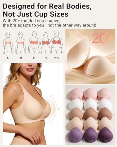 As Fairy Seamless Wireless Push Up Bra Jelly Support Bralette for Women Luxury Fabric Smooth Bras(Nude 34B) - Thumbnail 5