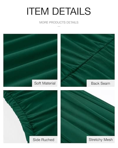 BTFBM 2026 Summer Wedding Guest Dresses for Women One Shoulder Bodycon Ruched Mesh Formal Cocktail Spring Fall Maxi Dress(Dark Green, XX-Large) - Thumbnail 6