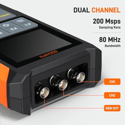Handheld Oscilloscope Multimeter GOCHIFIX Waveform Generator 3 in 1 Automotive Oscilloscope 2 Channel 80Mhz Bandwidth 200Msps Sampling Rate Signal Generator Digital Oscilloscope Multimeter - Thumbnail 3