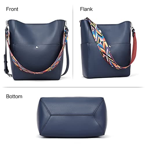BROMEN Handbags for Women Bucket Bags Vegan Leather Purses and Handbags Crossbody Purse Navy - Thumbnail 3